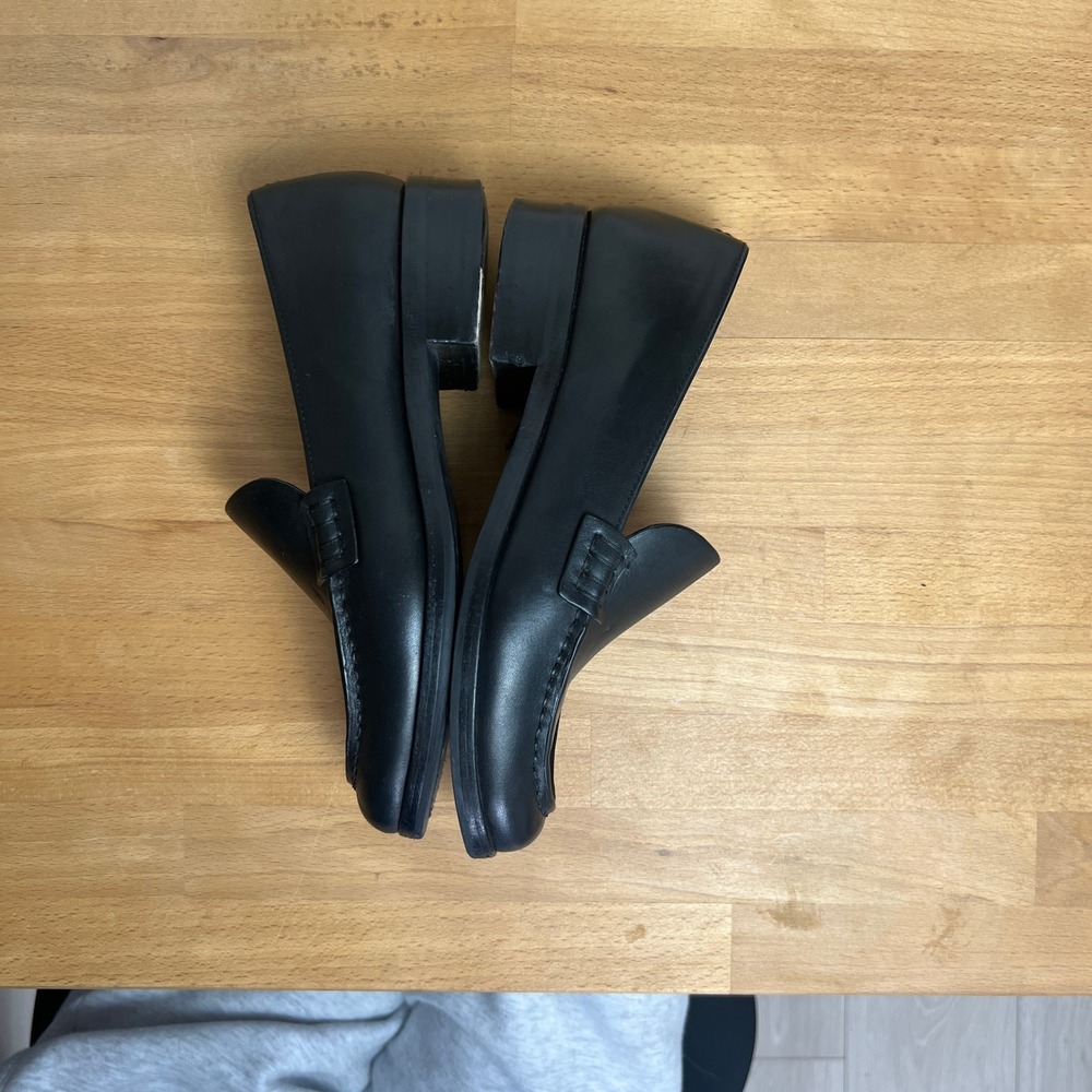 Rag‎ & Bone Black Leather Penny Loafers Women Size 37.5 Classic Slip On Shoes - Picture 6 of 12